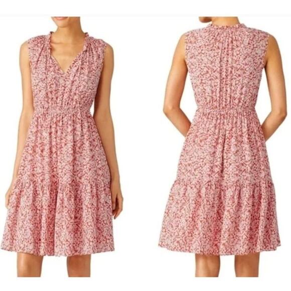 Rebecca Taylor Provence Block Dress Silk Sleeveless Floral Red Combo Size 2 - Picture 1 of 12